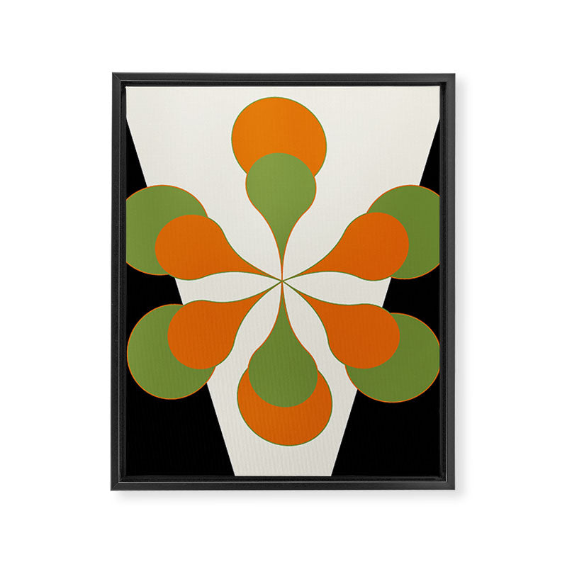 Mid-Century Modern Art 1.4 - Green & Orange Flower Framed Canvas Print Gallery Image 3