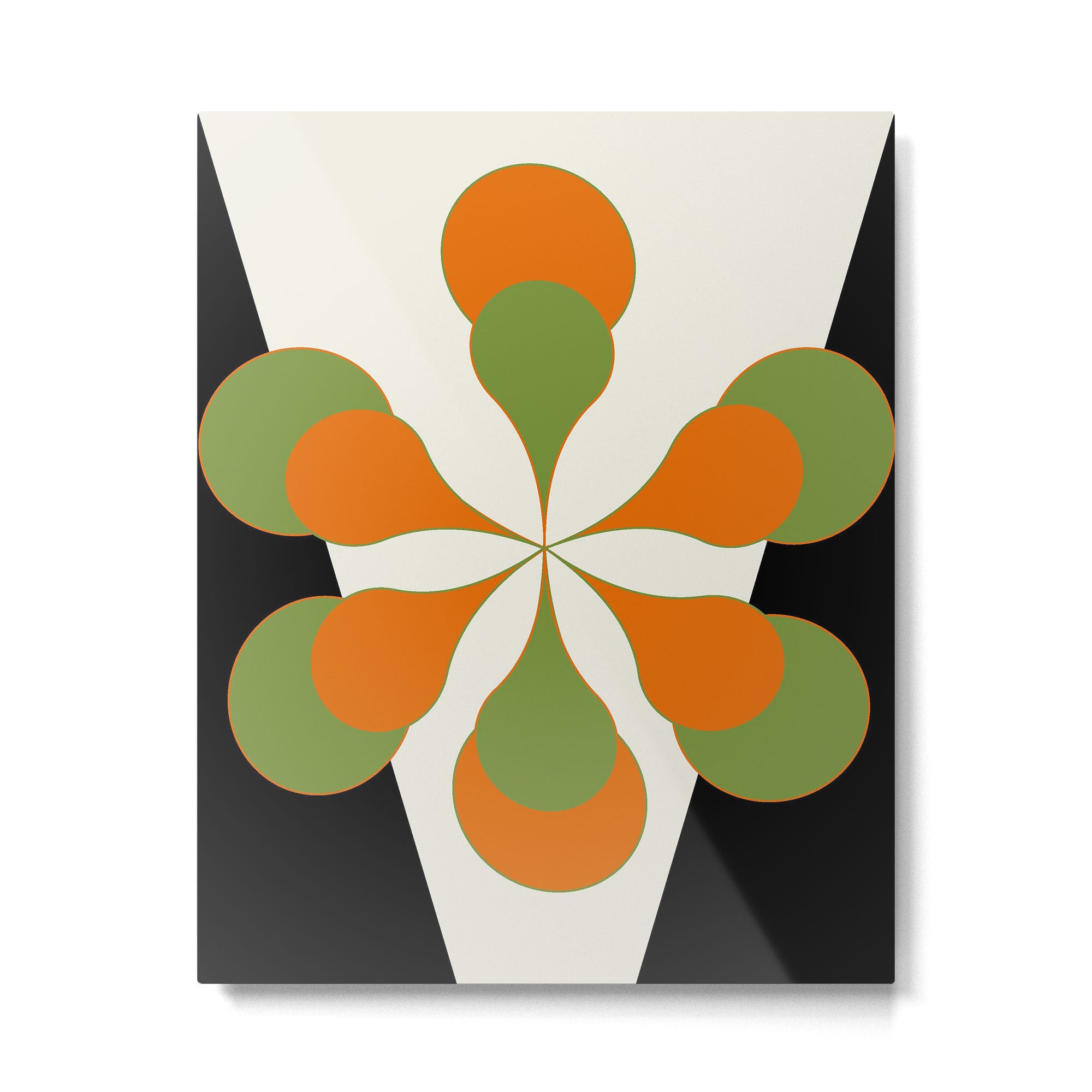 Mid-Century Modern Art 1.4 - Green & Orange Flower Metal Print Gallery Image 6