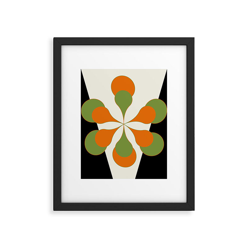 Mid-Century Modern Art 1.4 - Green & Orange Flower Framed Art Print Gallery Image 6