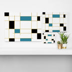 MidCentury Modern Art Aqua Gold Black Canvas Print Gallery Image 3