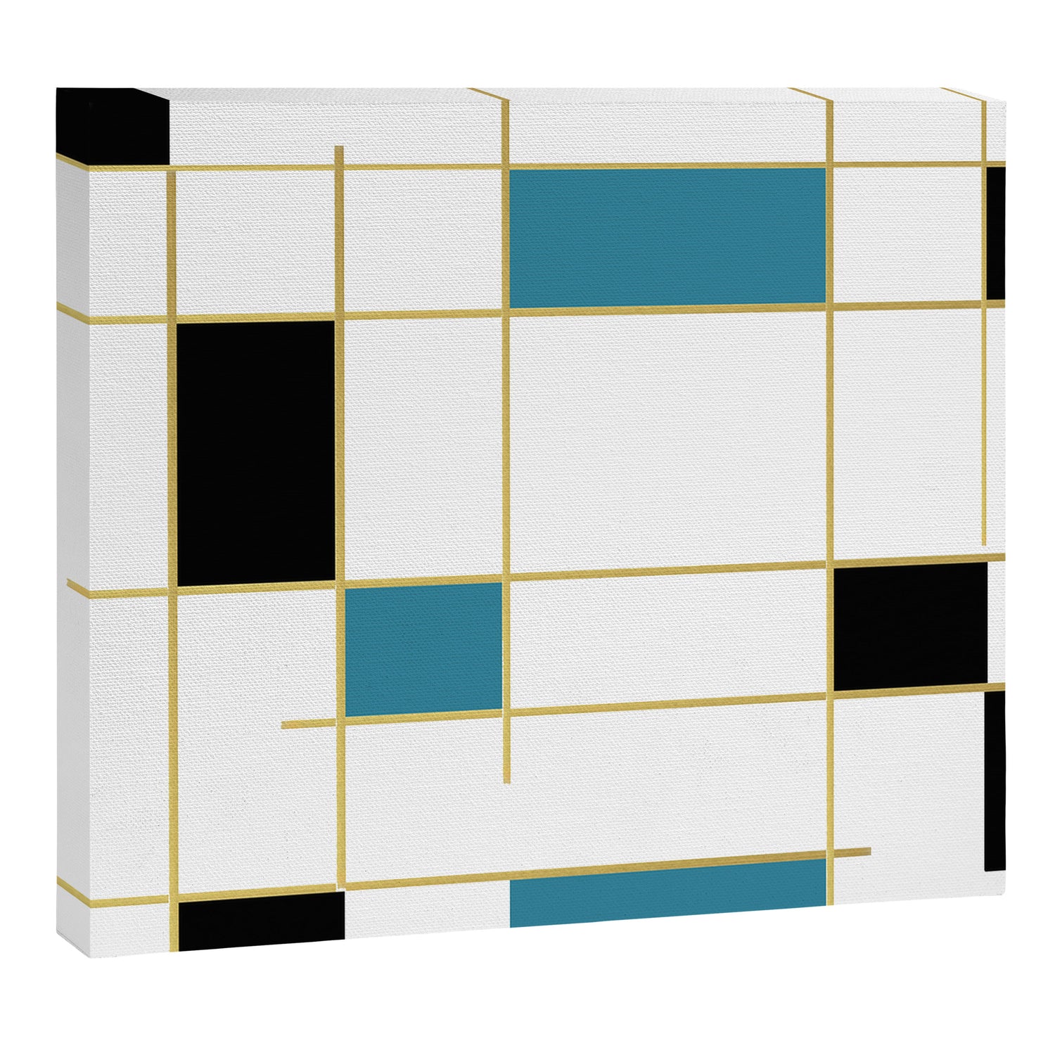 MidCentury Modern Art Aqua Gold Black Canvas Print Gallery Image 3