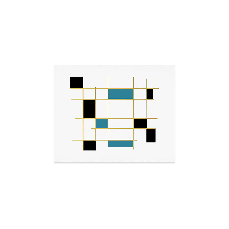 MidCentury Modern Art Aqua Gold Black Art Print Gallery Image 1