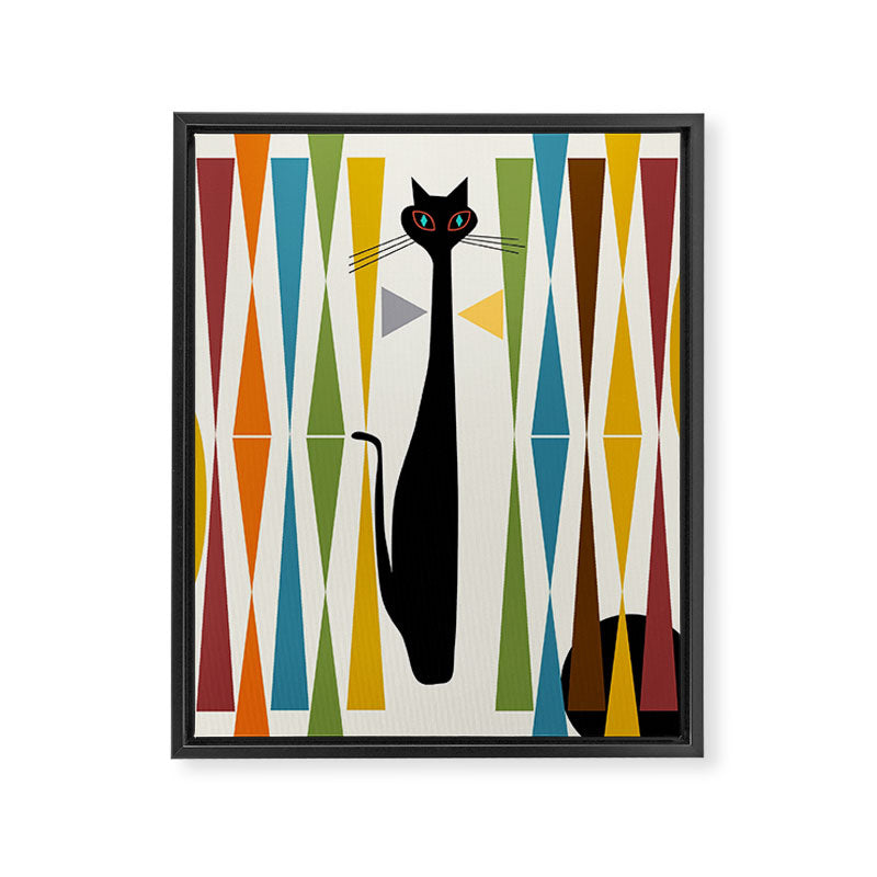 Mid-Century Modern Art Cat 2 Framed Canvas Print Gallery Image 3
