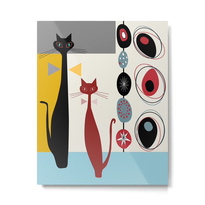 Mid-Century Modern Art Cats Metal Print Gallery Image 1