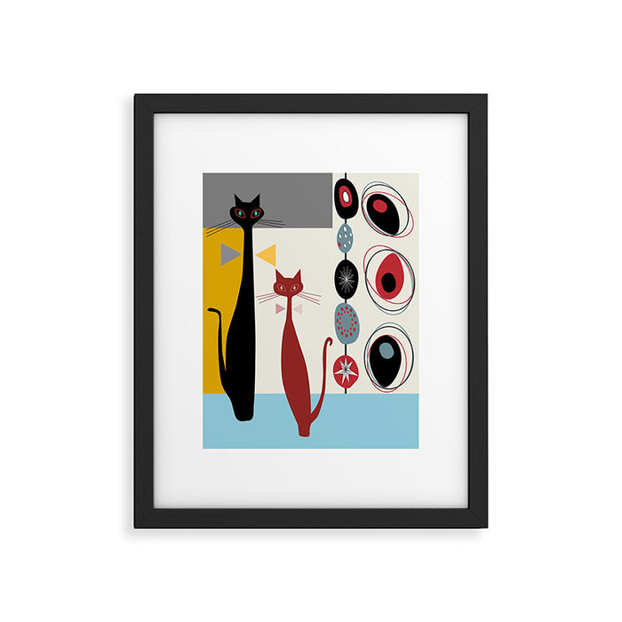 Mid-Century Modern Art Cats Framed Art Print Gallery Image 1