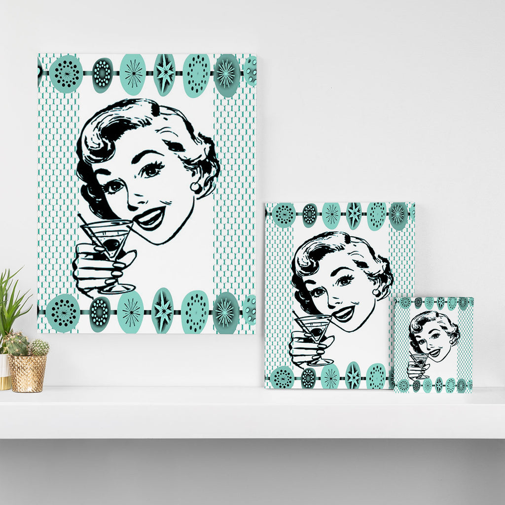 Mid-Century Modern Art Cocktail Teal Canvas Print Gallery Image 3