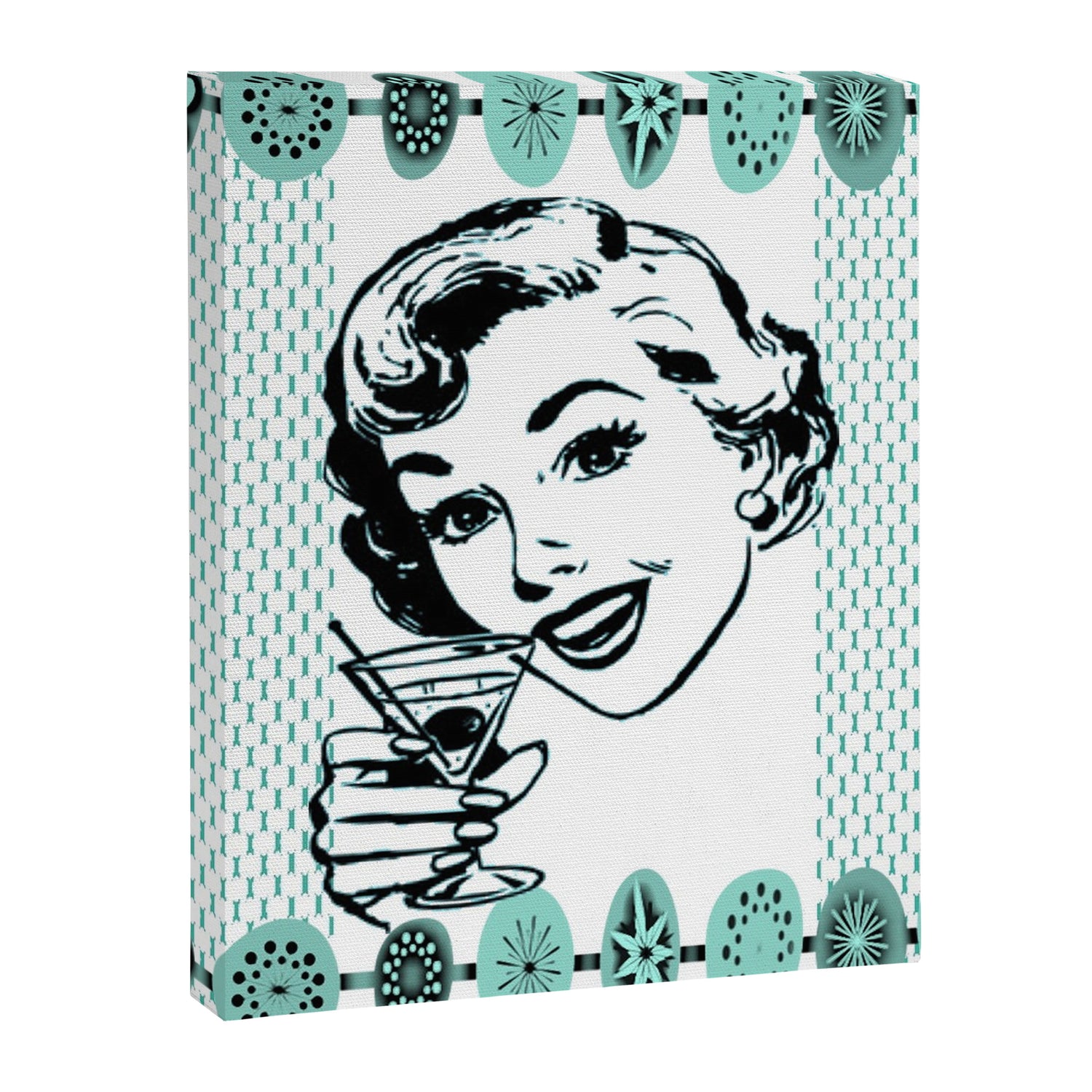 Mid-Century Modern Art Cocktail Teal Canvas Print Gallery Image 3