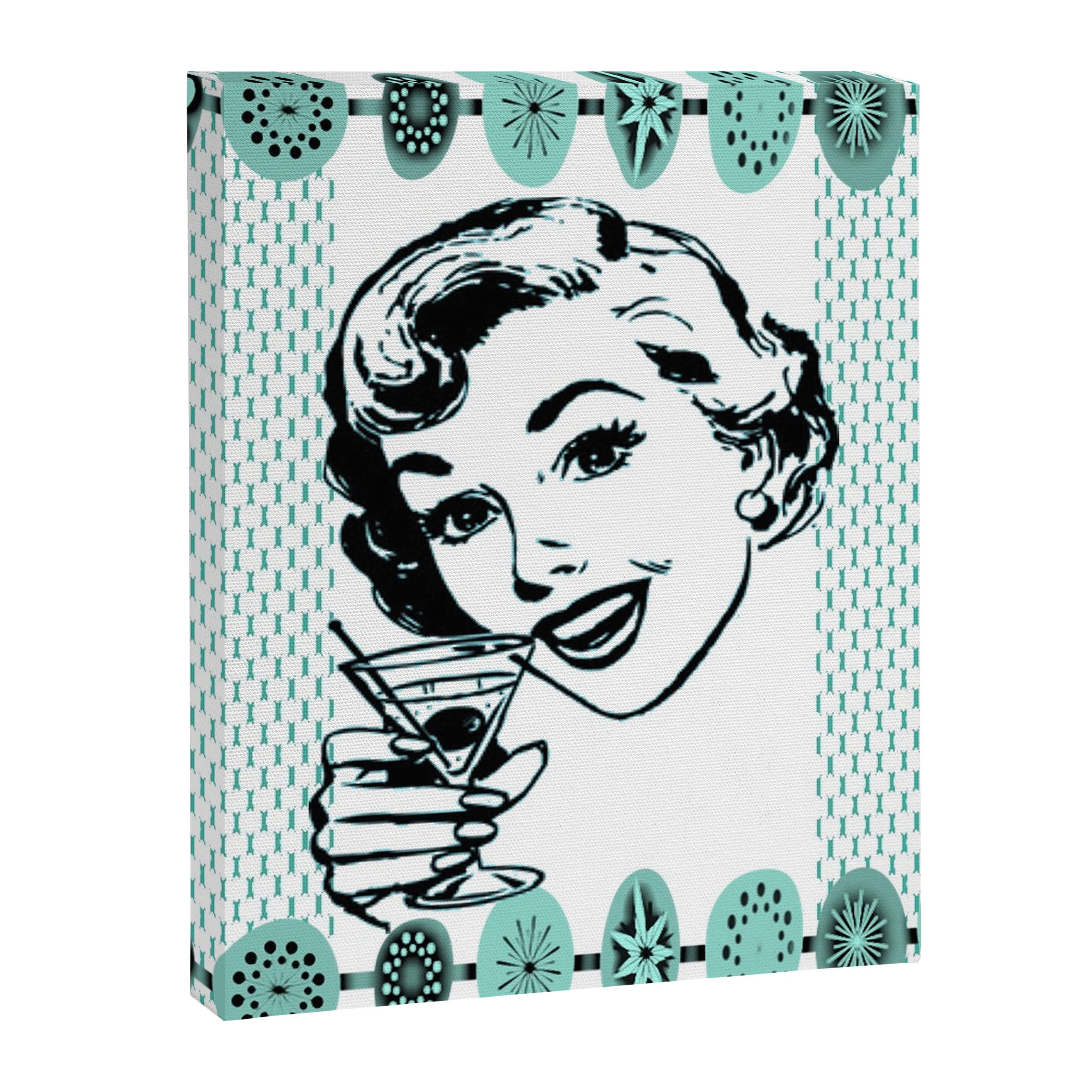 Mid-Century Modern Art Cocktail Teal Canvas Print Gallery Image 3