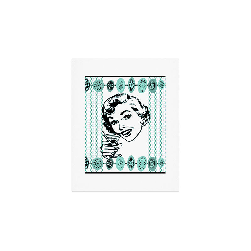 Mid-Century Modern Art Cocktail Teal Art Print Gallery Image 1