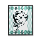 Mid-Century Modern Art Cocktail Teal Framed Canvas Print Gallery Image 3