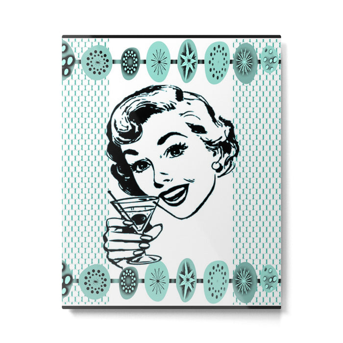Mid-Century Modern Art Cocktail Teal Metal Print Gallery Image 1