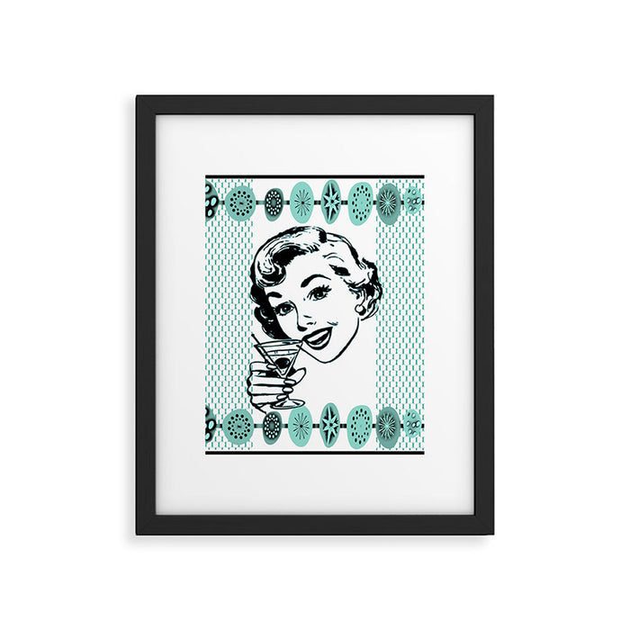 Mid-Century Modern Art Cocktail Teal Framed Art Print Gallery Image 1