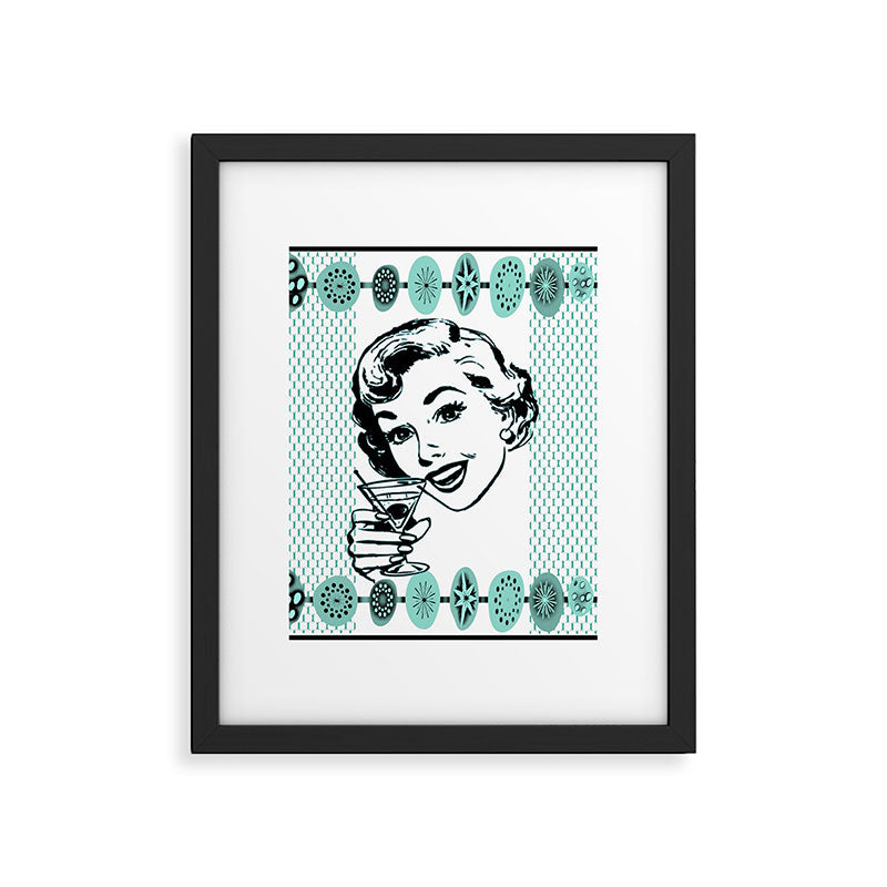 Mid-Century Modern Art Cocktail Teal Framed Art Print Gallery Image 6