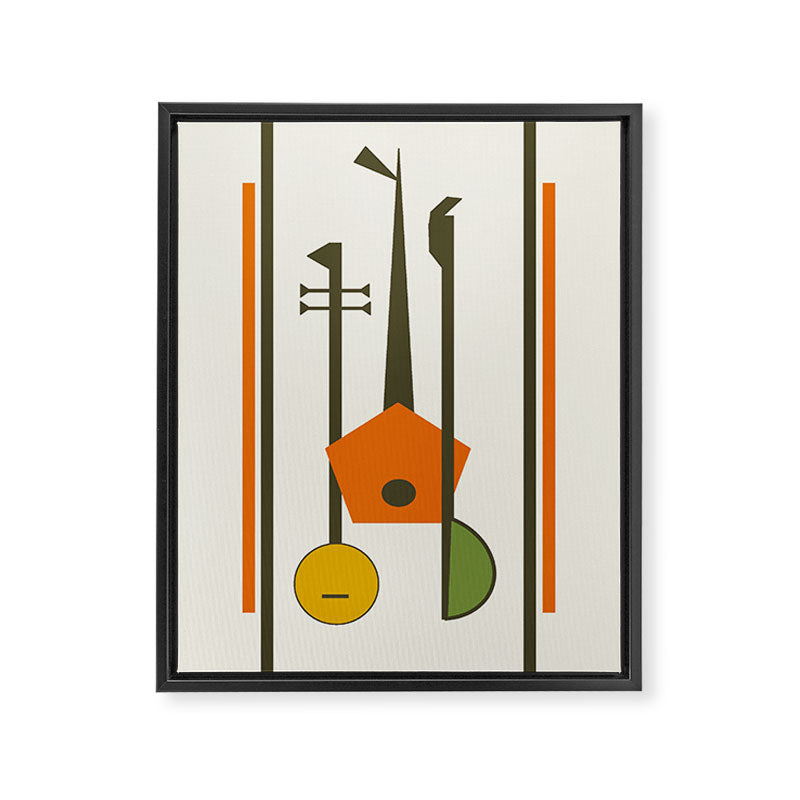 Mid-Century Modern Art Musical Strings Framed Canvas Print Gallery Image 3