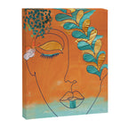 Monoline Woman Gilded Flowers Canvas Print Gallery Image 3