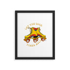 Retro Rainbow Roller Skates Let The Good Times Roll Yellow Framed Art Print Gallery Image 6