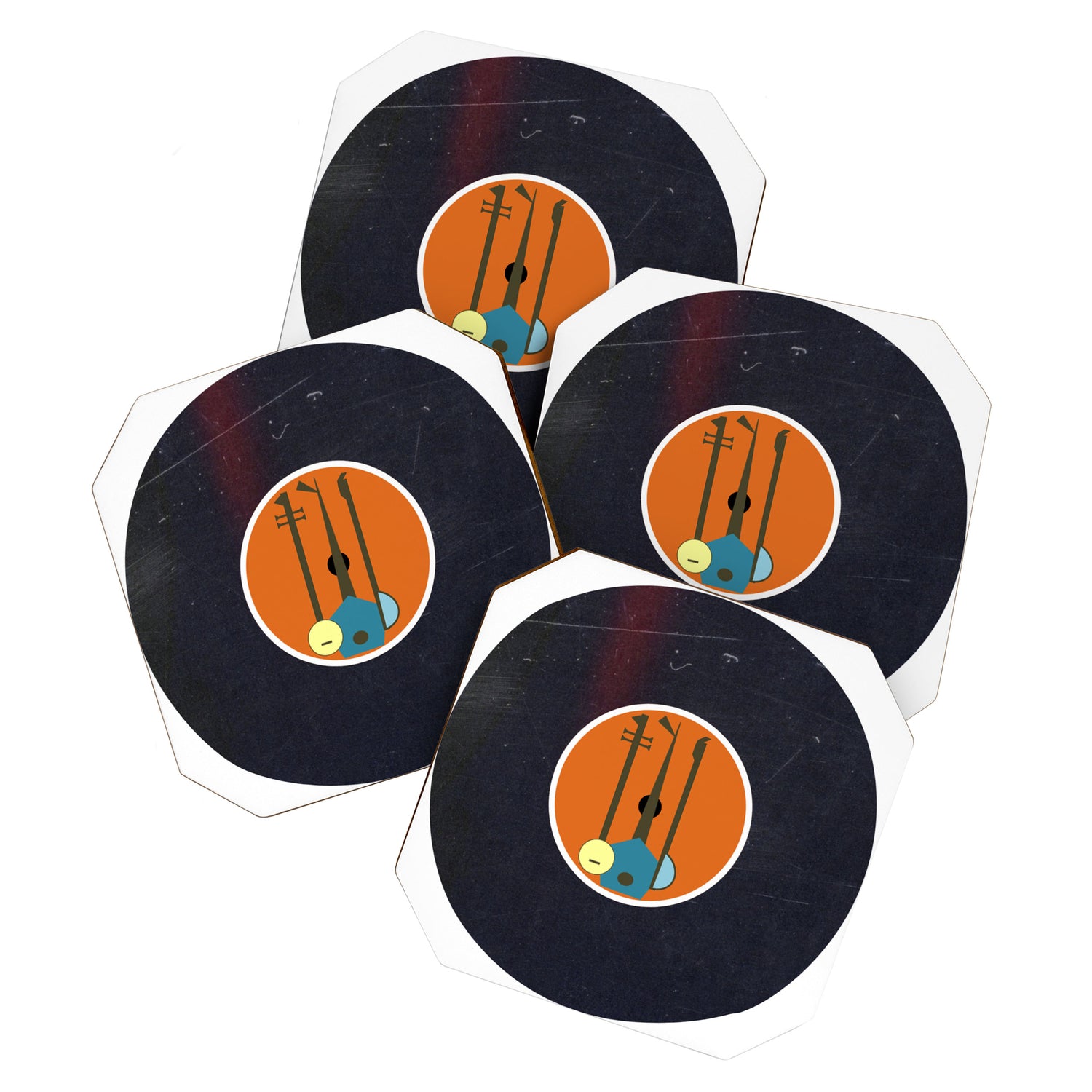 Vinyl Record Art Mid-Century Modern Musical Instruments 1.1  Coaster Gallery Image 1