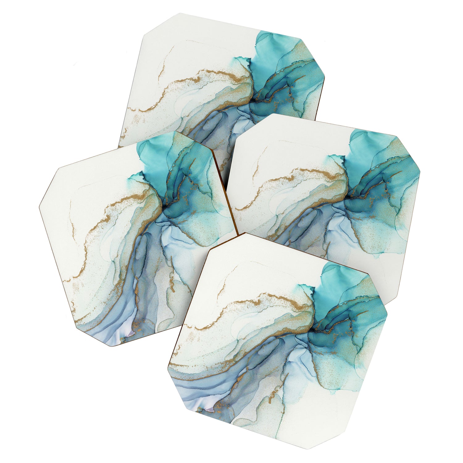 Abstract Jellyfish Alcohol Ink Painting Coaster Gallery Image 1