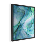 Aqua Turquoise Teal Abstract Ink Painting Framed Canvas Print Gallery Image 2