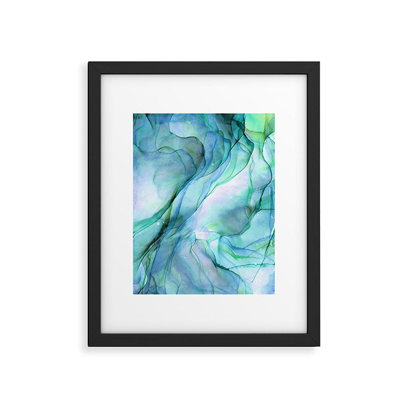 Aqua Turquoise Teal Abstract Ink Painting Framed Art Print Gallery Image 5