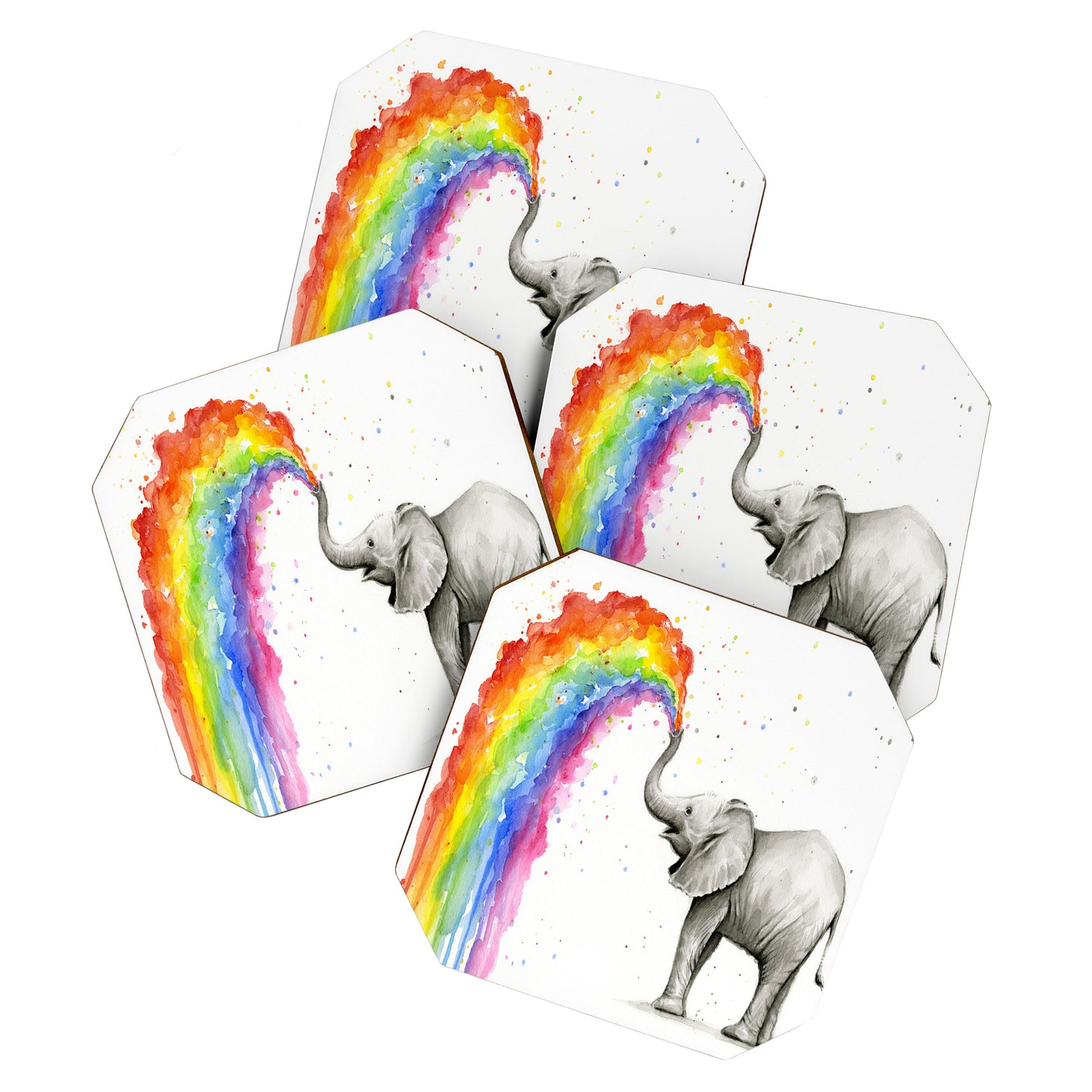 Baby Elephant Spraying Rainbow Coaster Gallery Image 1