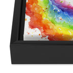 Baby Elephant Spraying Rainbow Framed Canvas Print Gallery Image 3