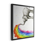 Baby Elephant Spraying Rainbow Framed Canvas Print Gallery Image 2