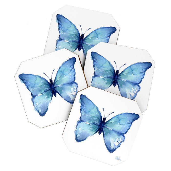 Blue Butterfly Watercolor Coaster Gallery Image 1