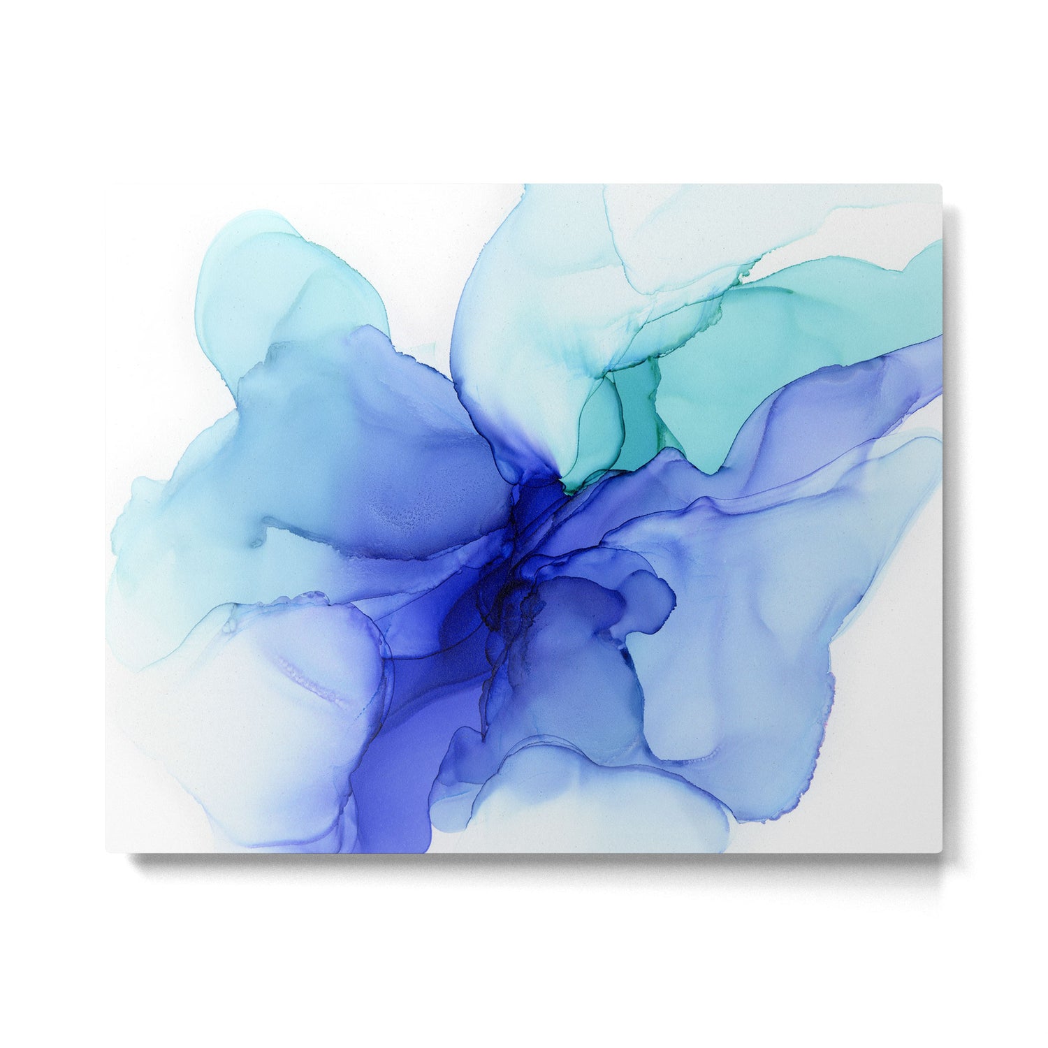 Blue Floral Abstract Ink Metal Print Gallery Image 6