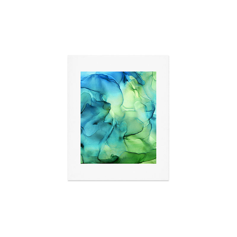 Blue Green Spring Marble Abstract Ink Painting Art Print Gallery Image 1
