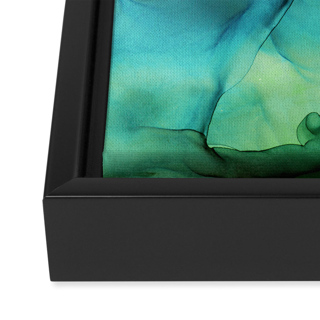 Blue Green Spring Marble Abstract Ink Painting Framed Canvas Print Gallery Image 3