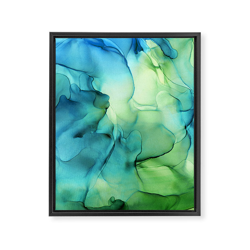 Blue Green Spring Marble Abstract Ink Painting Framed Canvas Print Gallery Image 6