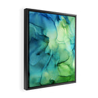 Blue Green Spring Marble Abstract Ink Painting Framed Canvas Print Gallery Image 2
