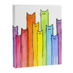 Cat Rainbow Watercolor Pattern Canvas Print Gallery Image 8