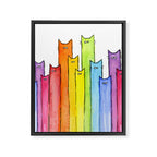 Cat Rainbow Watercolor Pattern Framed Canvas Print Gallery Image 8