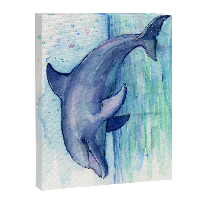 Dolphin Watercolor Sea Creature Animal Canvas Print Gallery Image 1