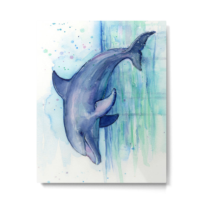 Dolphin Watercolor Sea Creature Animal Metal Print Gallery Image 1