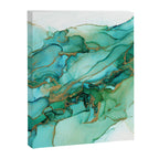 Emerald Gold Waves Abstract Ink Canvas Print Gallery Image 8