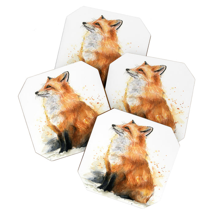 Fox Watercolor Red Fox Painting Coaster Gallery Image 1