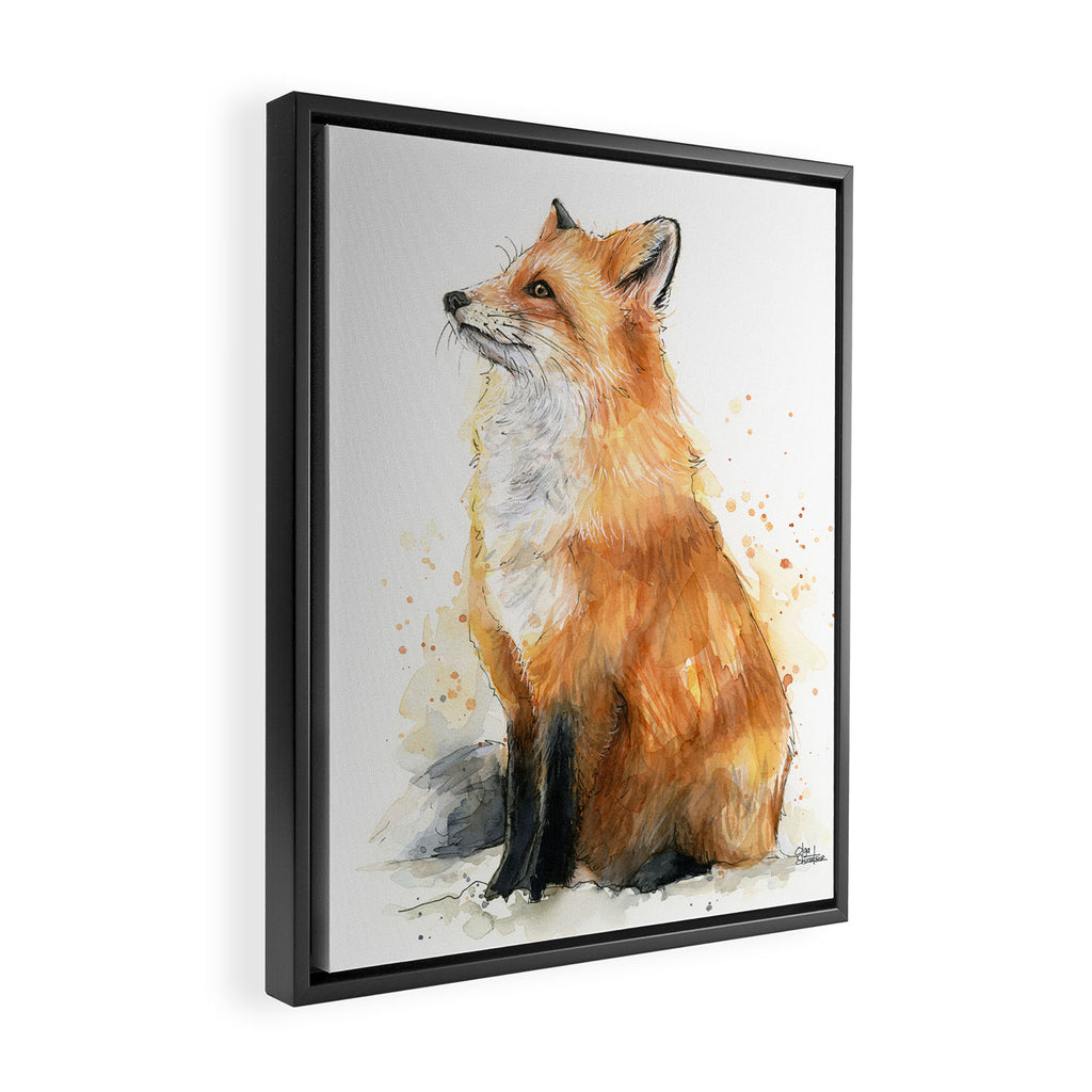 Fox Watercolor Red Fox Painting Framed Canvas Print Gallery Image 2