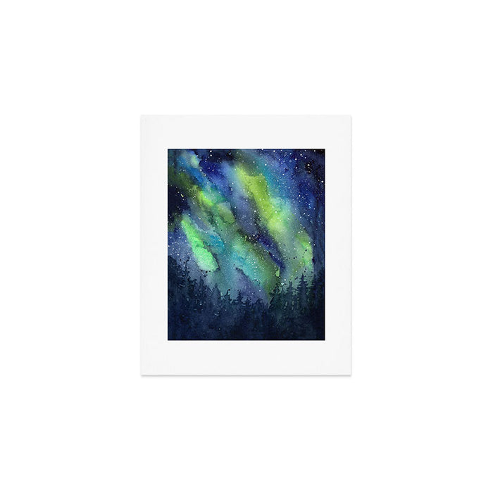 Galaxy Aurora Northern Lights Nebula Space Watercolor Art Print Gallery Image 1