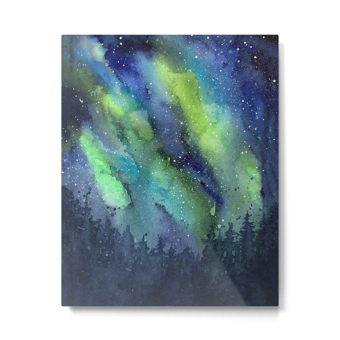 Galaxy Aurora Northern Lights Nebula Space Watercolor Metal Print Gallery Image 1