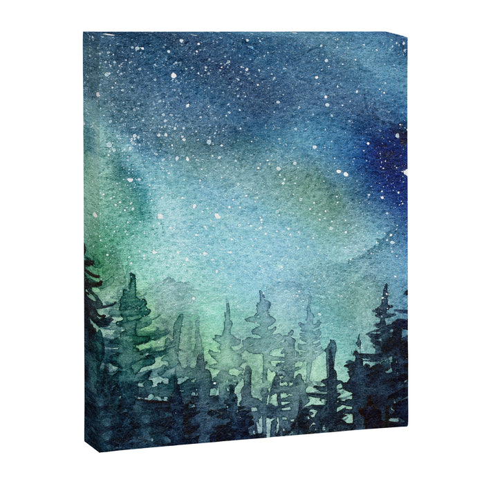 Galaxy Watercolor Aurora Borealis Painting Canvas Print Gallery Image 1