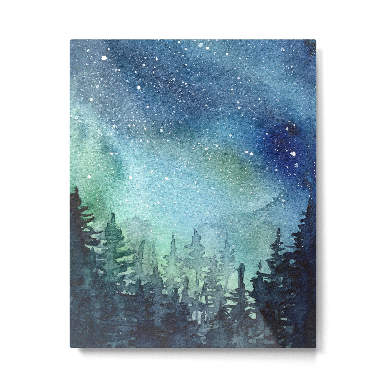 Galaxy Watercolor Aurora Borealis Painting Metal Print Gallery Image 4