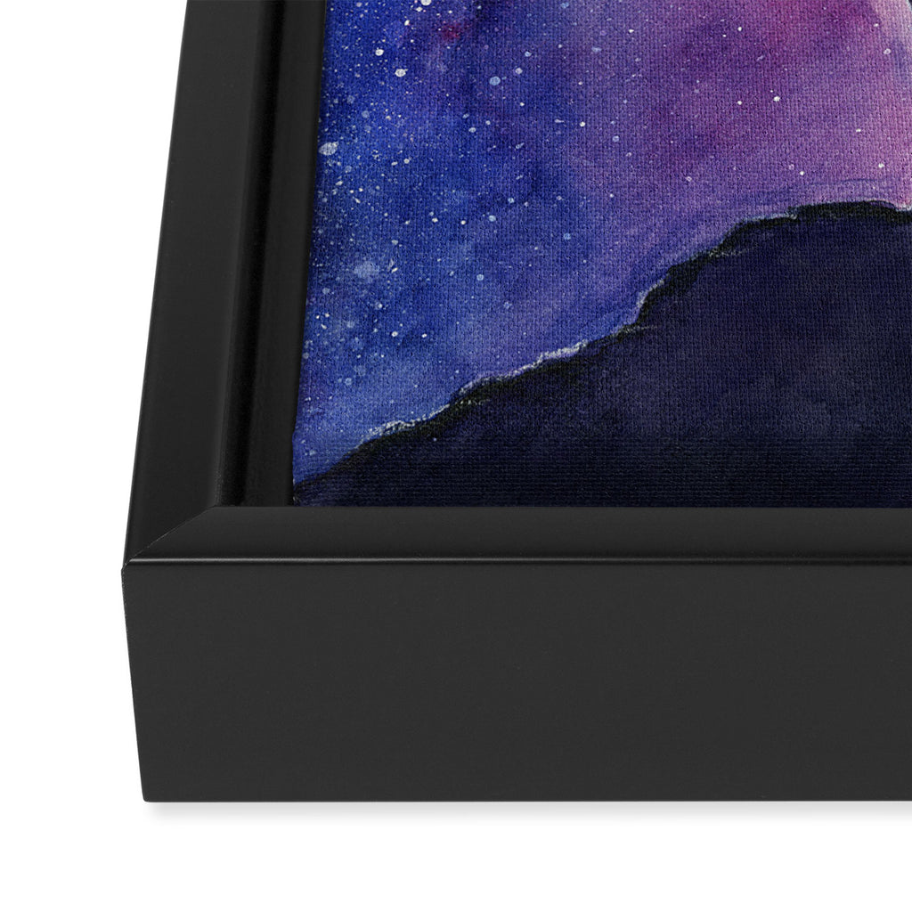 Galaxy Wolf Howling Rainbow Framed Canvas Print Gallery Image 3