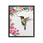 Hummingbird and Flowers Watercolor Animals Framed Canvas Print Gallery Image 8