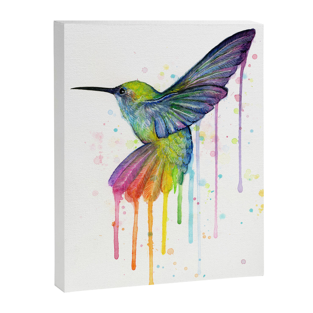 Hummingbird Rainbow Watercolor Canvas Print Gallery Image 6