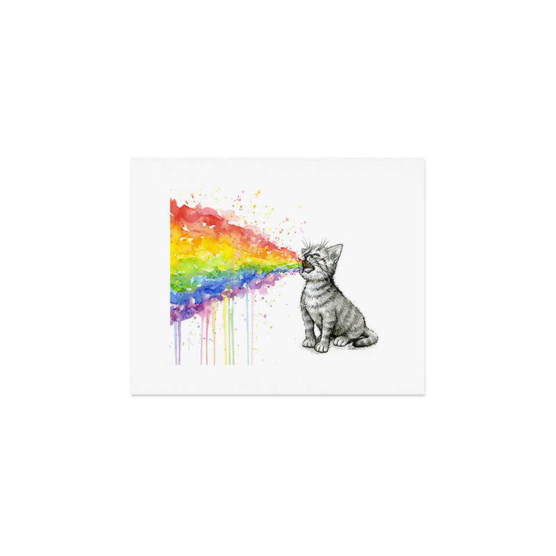 Kitten Puking Rainbow Art Print Gallery Image 1
