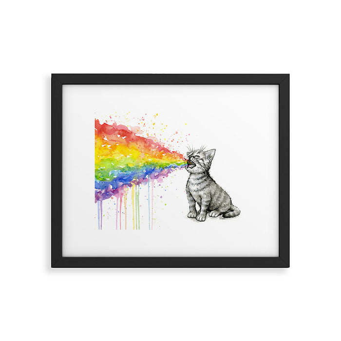 Kitten Puking Rainbow Framed Art Print Gallery Image 1