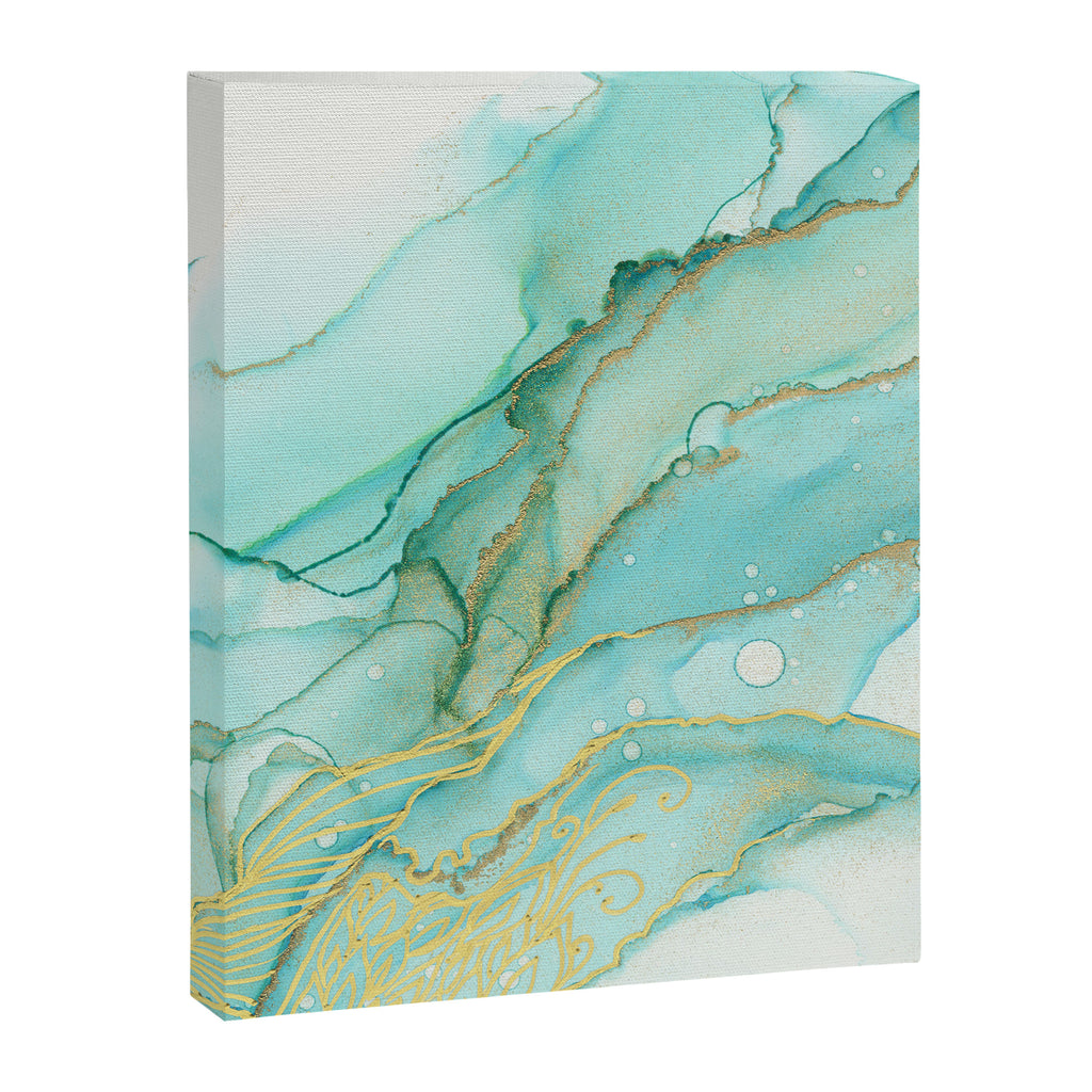 Magic Bloom Flowing Teal Blue Gold Canvas Print Gallery Image 8